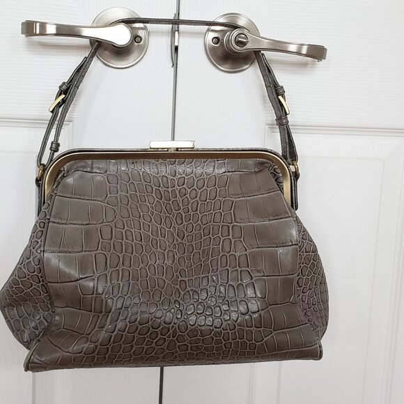 DANIER OLIVA-GREY CROCODILE LEATHER IMITATION BAG. - Picture 10 of 10